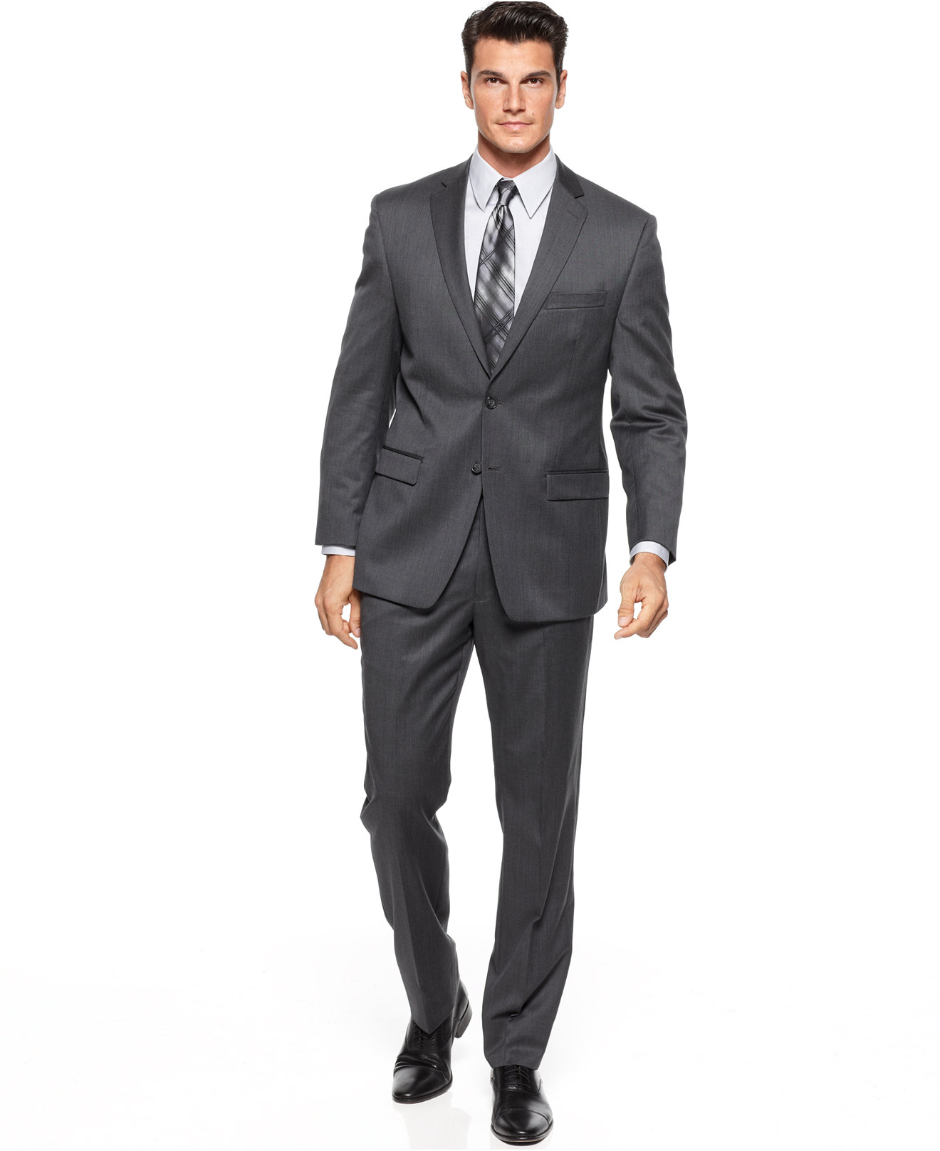 Calvin Klein Charcoal Solid Slim-Fit Suit | Blingby